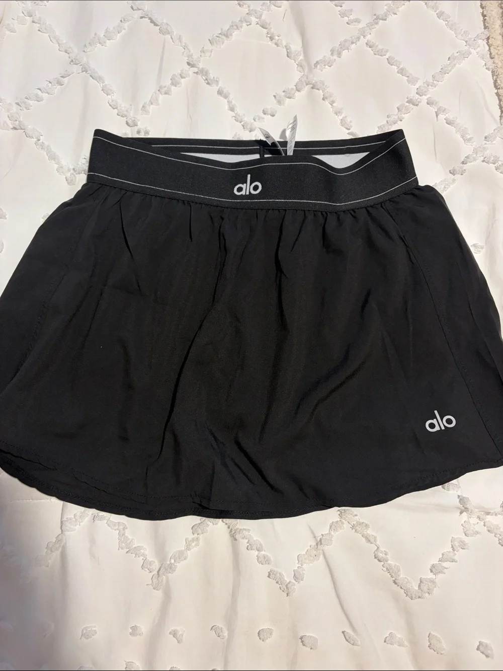 ALO Yoga Black Circle Skirt with Branded Waistband